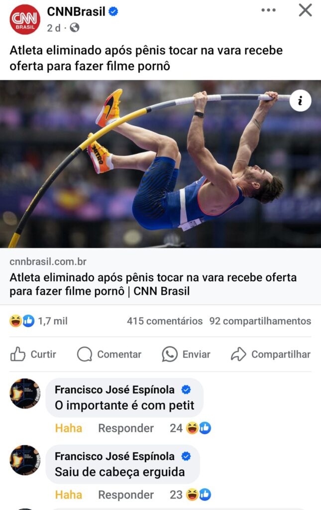 Atleta de salto com vara chamado pra fazer vídeo pornô