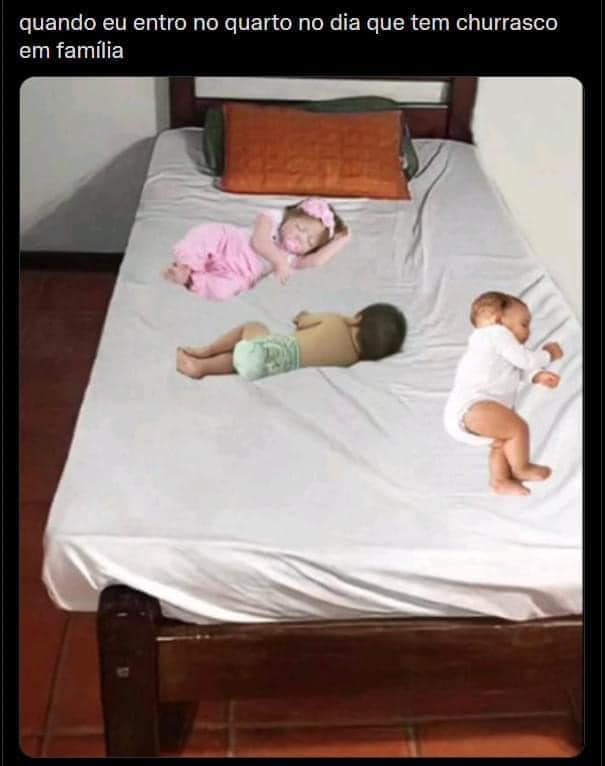 A cama de casal quando tem churrasco na família