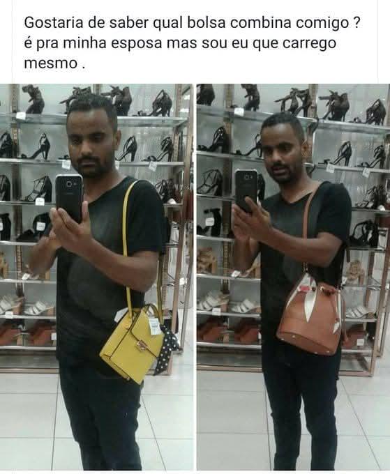 A bolsa tem que combinar com ele